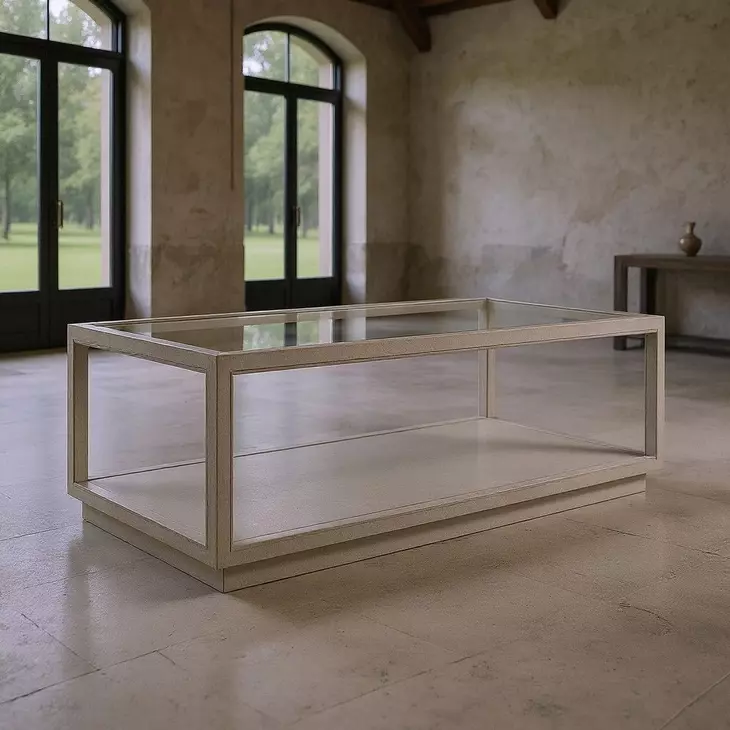 Glaze Bezel Rectangular Glass Top Cocktail Table