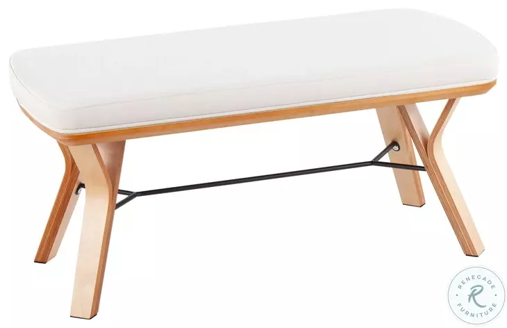 Folia Cream Fabric And Natural Wood Bench