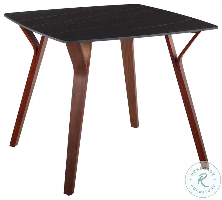 Folia Black Textured Marble And Walnut Wood Dinette Table