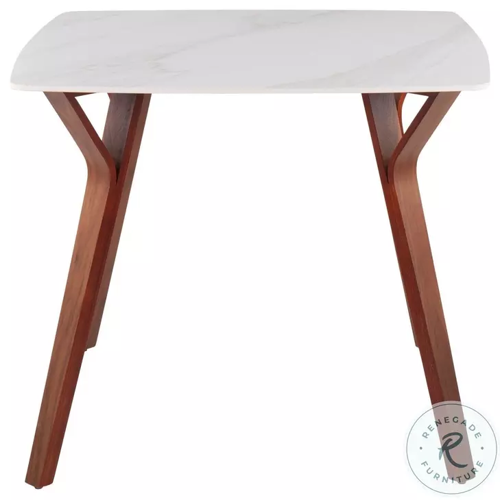 Folia White Marble And Walnut Wood Dinette Table