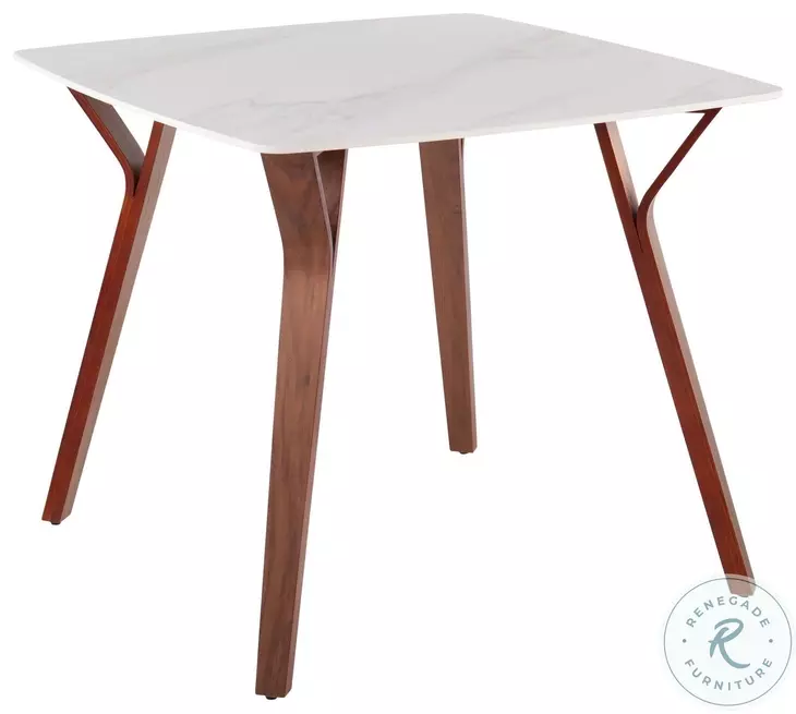 Folia White Marble And Walnut Wood Dinette Table