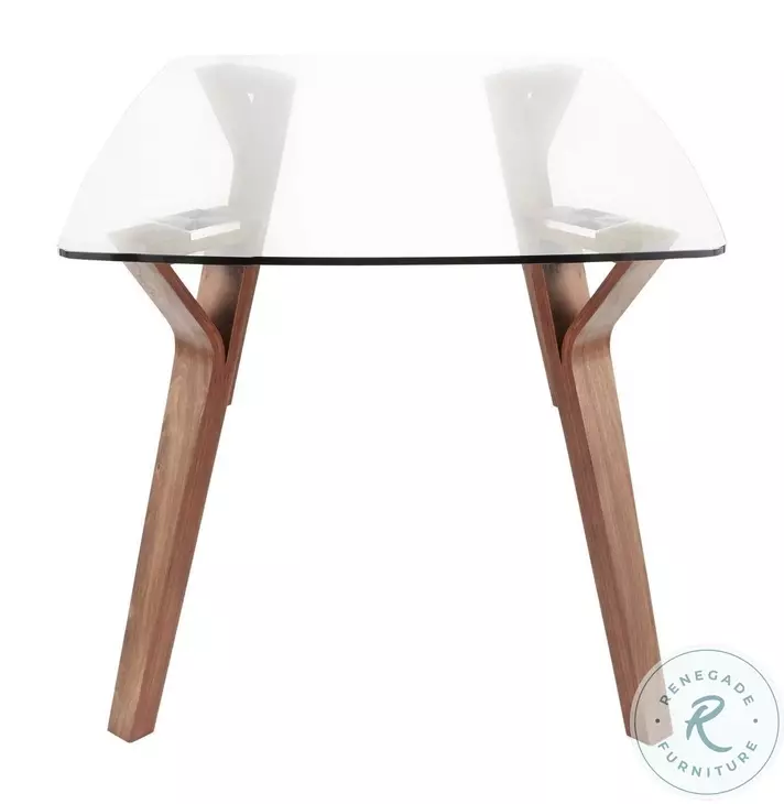 Folia Walnut Wood And Clear Glass Dining Table