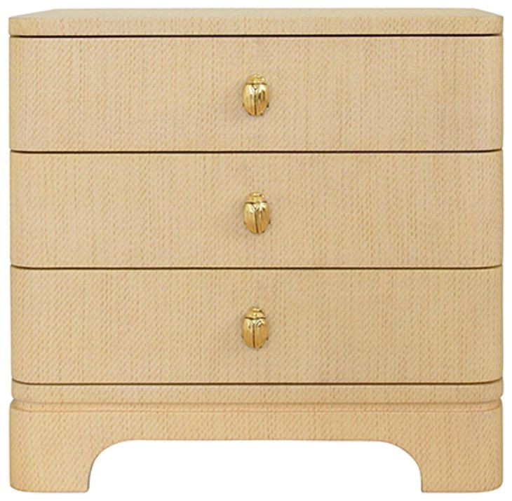 Fortune Natural Grasscloth Rectangular 3 Drawer Side Table