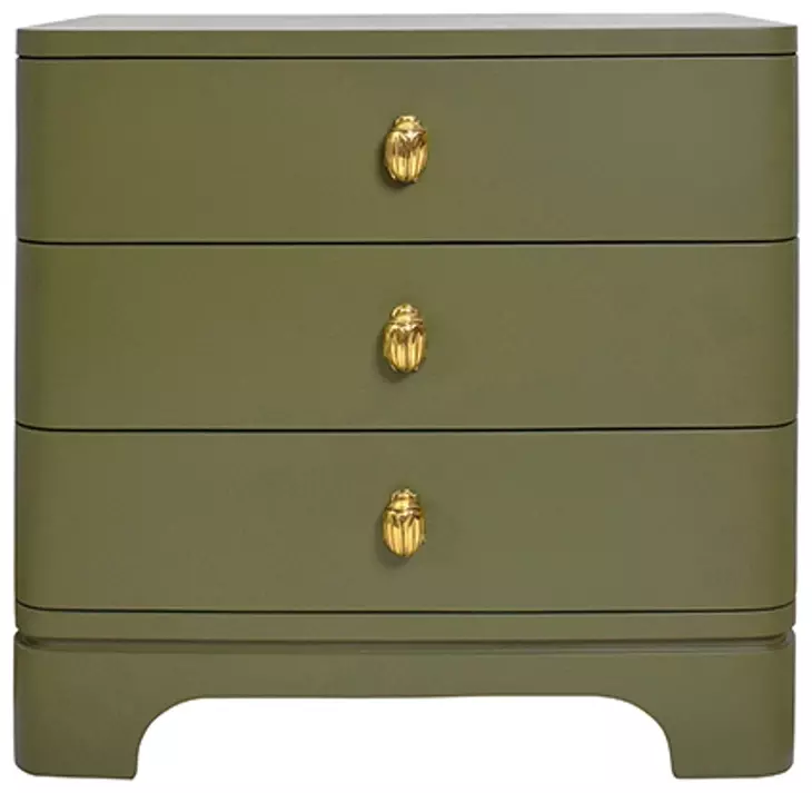 Fortune Matte Olive Green Lacquer Soft Close 3 Drawer Side Table
