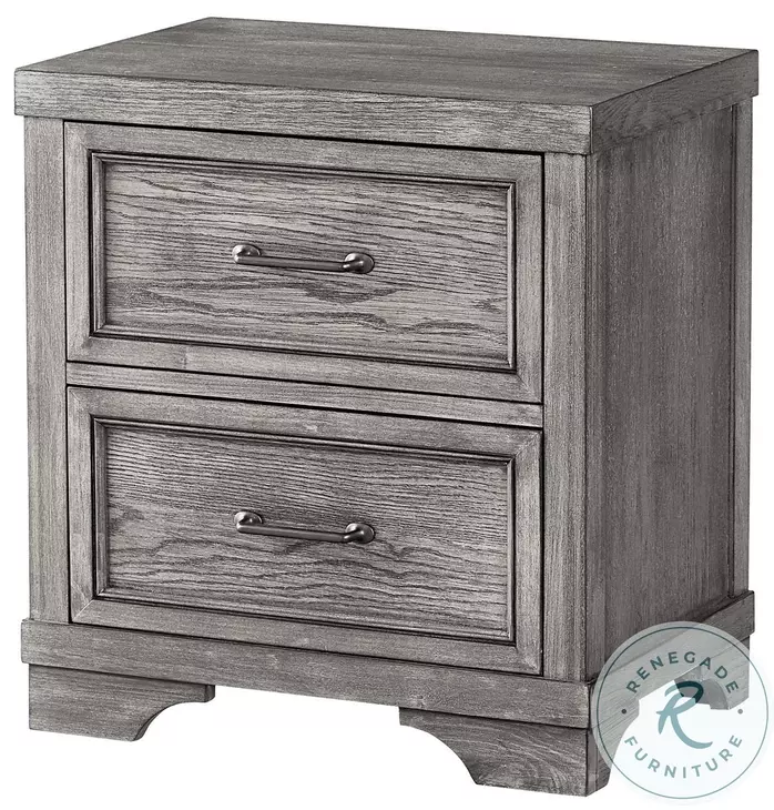 Foundry Brushed Pewter 2 Drawer Nightstand