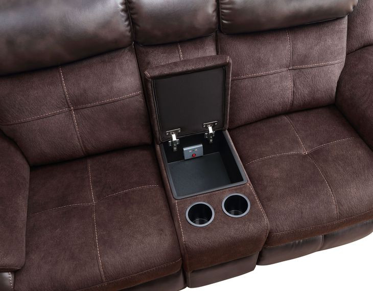 Pueblo Brown 77" Manual Reclining Console Loveseat