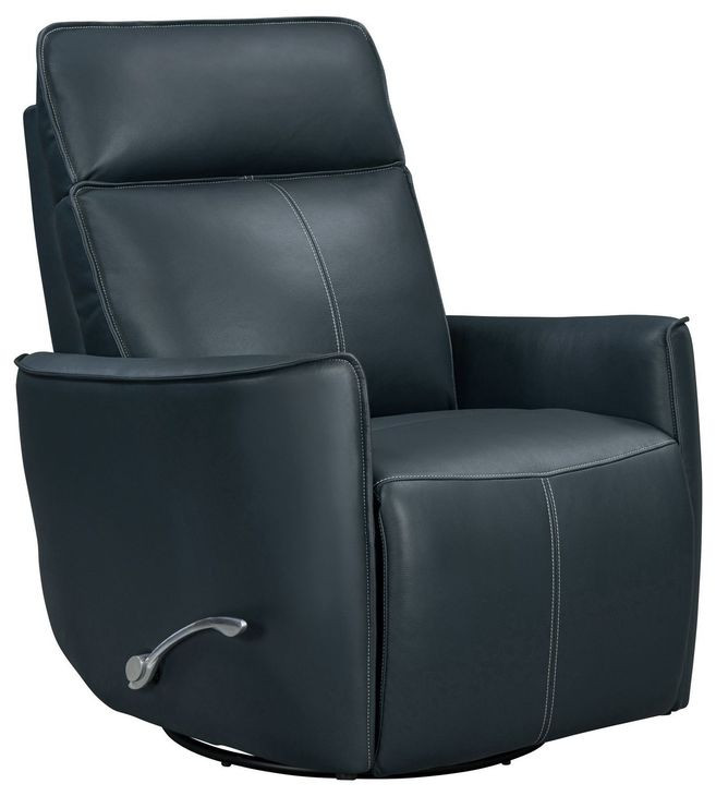 Roxy Abby Navy Leather Manual Swivel Glider Recliner