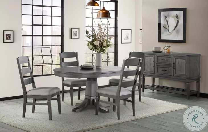 Foundry Brushed Pewter Ladderback Side Chair Set of 2