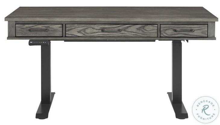 Foundry Brushed Pewter and Black Adjustable Height Lift Desk