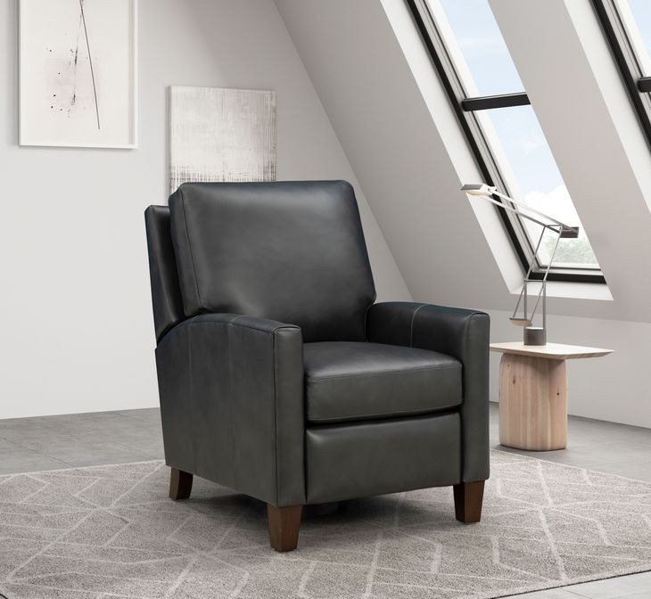 Fremont Elway Dark Gray Leather Push Thru The Arms Recliner
