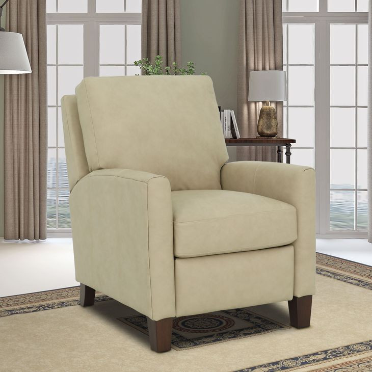 Fremont Cashmere Stone Leather Push Thru The Arms Recliner