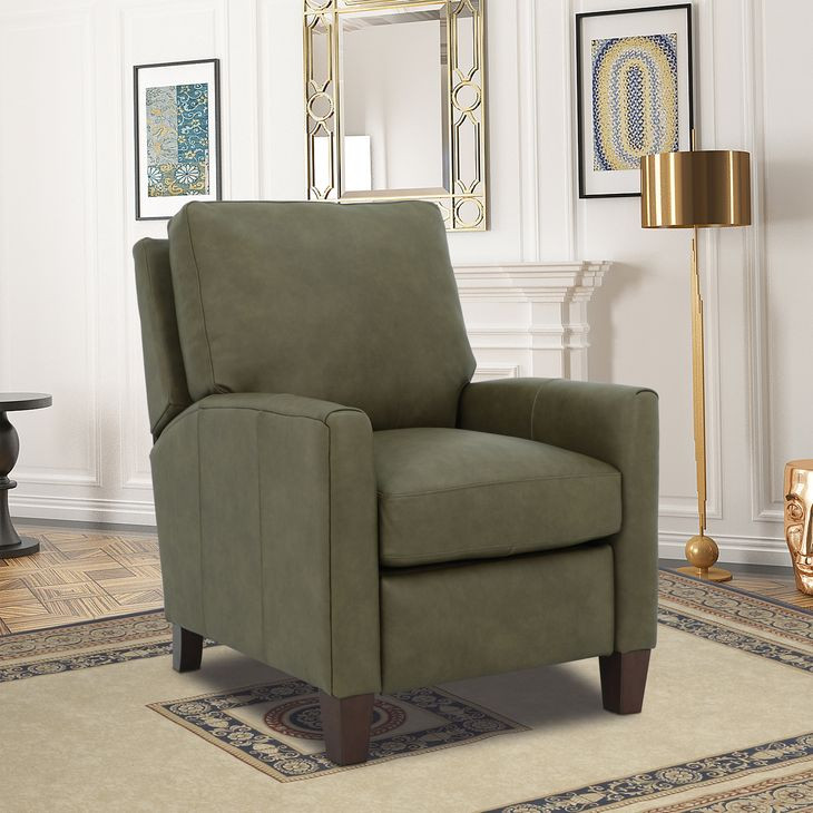 Fremont Oasis Olive Leather Push Thru The Arms Recliner