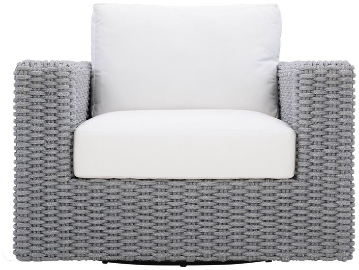 Capri White Performance Fabric Outdoor Swivel Chair - Thumbnail 2