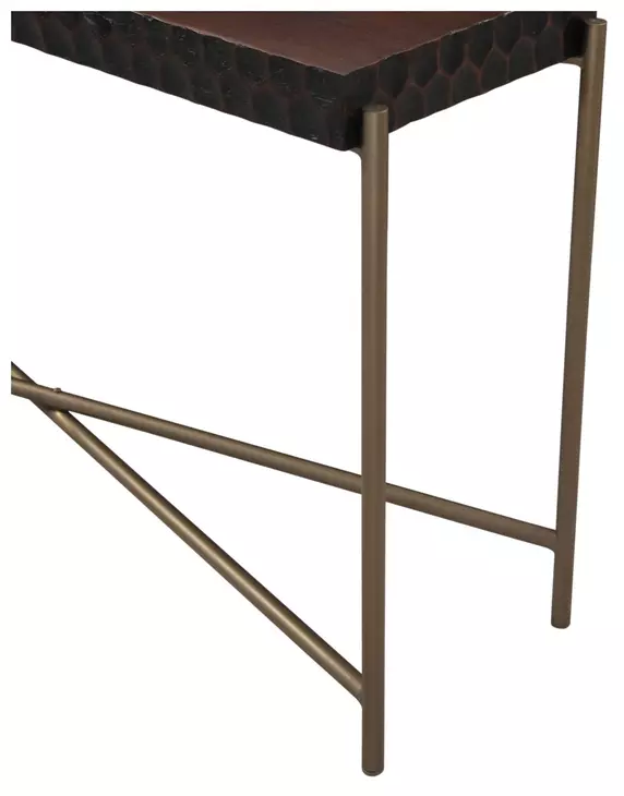 Vallarta Brown and Gold Rectangular Console Table