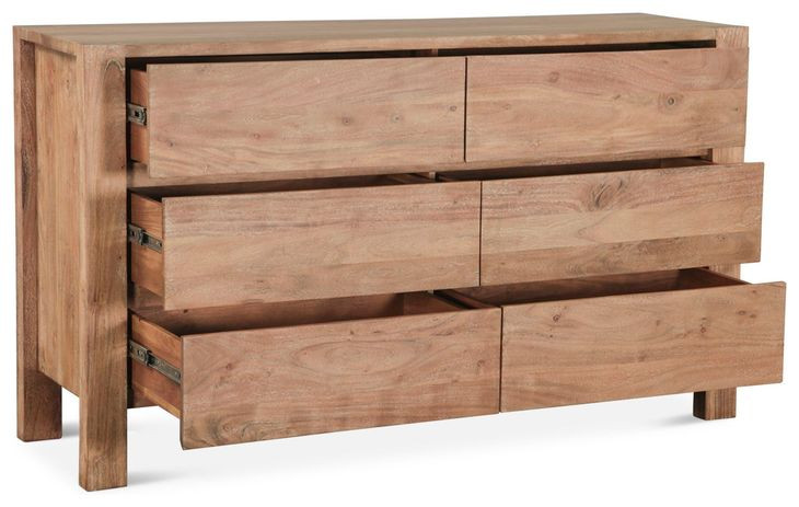 Mesa Brushed Acacia 6 Drawer Dresser