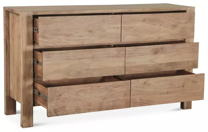 Mesa Brushed Acacia 6 Drawer Dresser