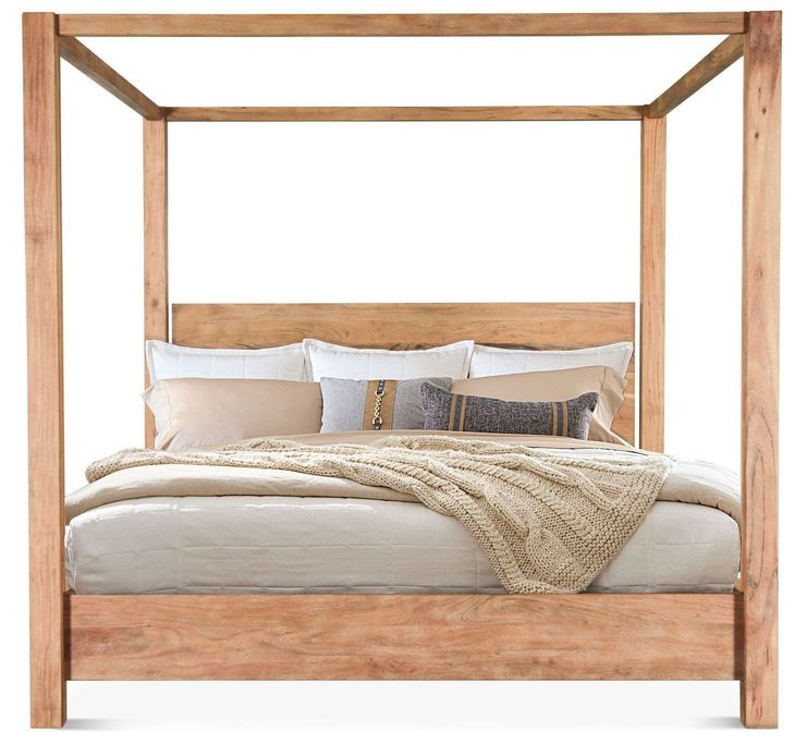 Mesa Brushed Acacia King Canopy Bed