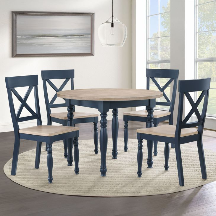 Darcy Blue Round Dining Room Set