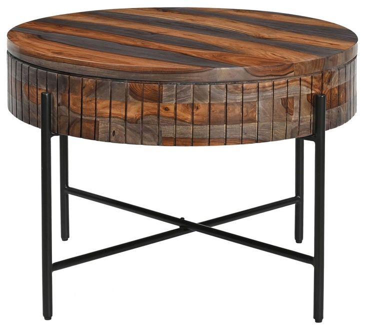 Summit Capri Sheesham Round Storage Cocktail Table