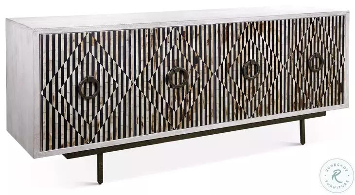 Alexandria Whitewash And Black 72" Sideboard