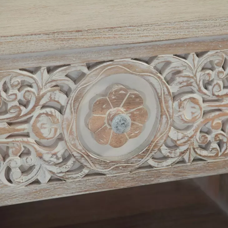 Haveli Heirloom White 1 Drawer Nightstand