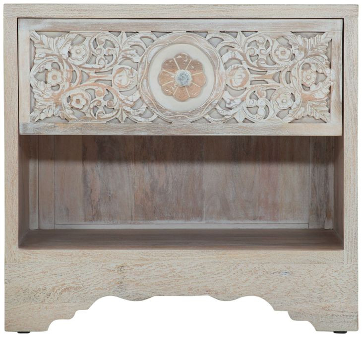 Haveli Heirloom White 1 Drawer Nightstand