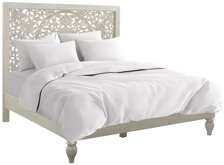 Haveli Heirloom White King Panel Bed