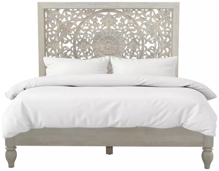 Haveli Heirloom White Queen Panel Bed
