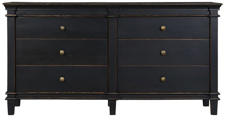 Trento Distressed Black 6 Drawer Dresser