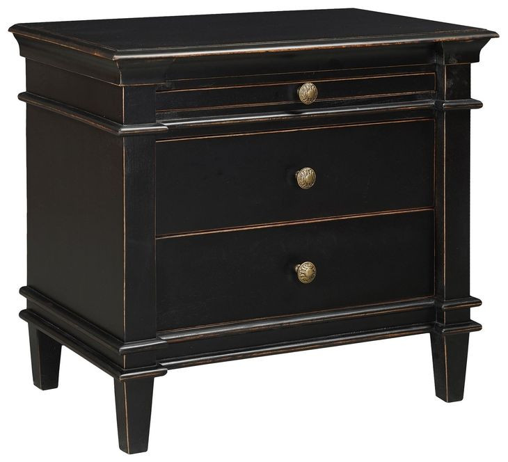 Trento Distressed Black 3 Drawer Nightstand