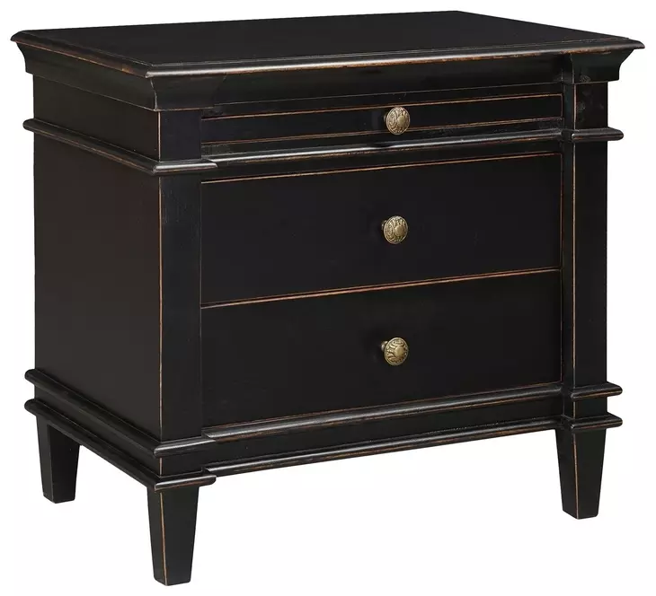 Trento Distressed Black 3 Drawer Nightstand From World Interiors