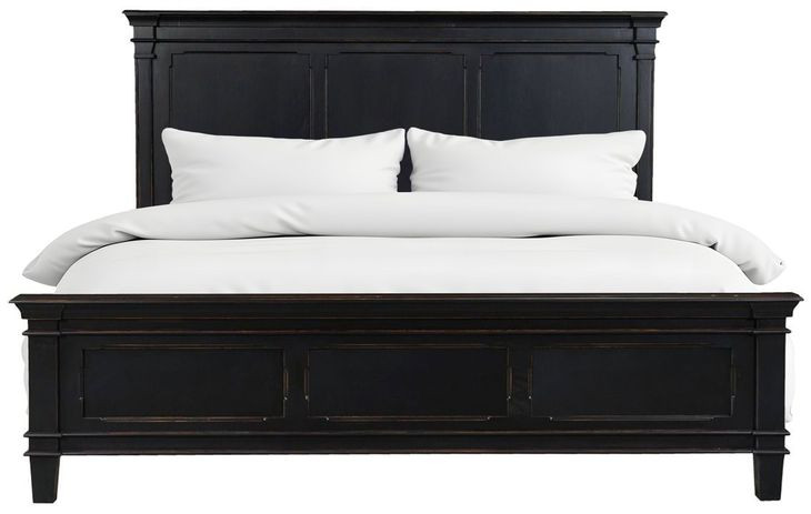 Trento Distressed Black King Panel Bed