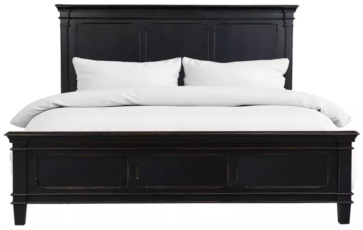 Trento Distressed Black King Panel Bed