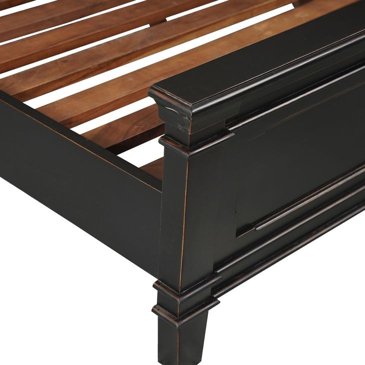 Trento Distressed Black King Panel Bed