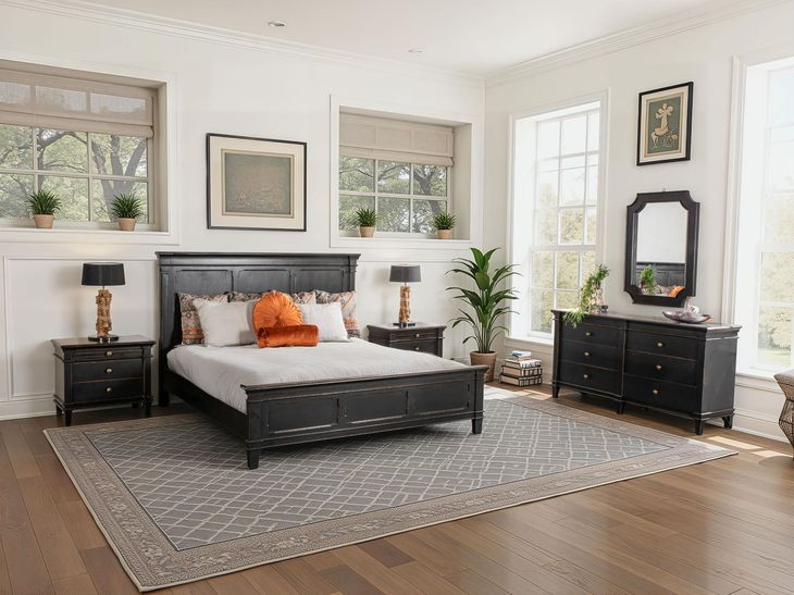 Trento Distressed Black 3 Drawer Nightstand