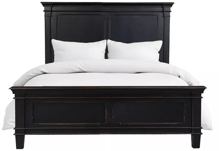 Trento Distressed Black Panel Bedroom Set