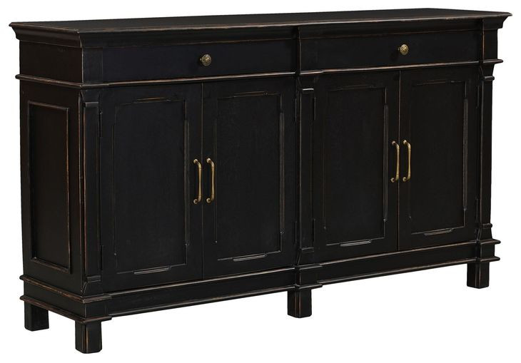 Trento Distressed Black 4 Door Sideboard