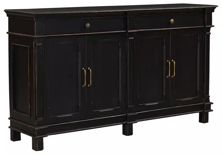 Trento Distressed Black 4 Door Sideboard