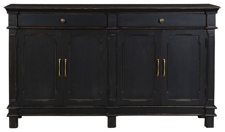 Trento Distressed Black 4 Door Sideboard
