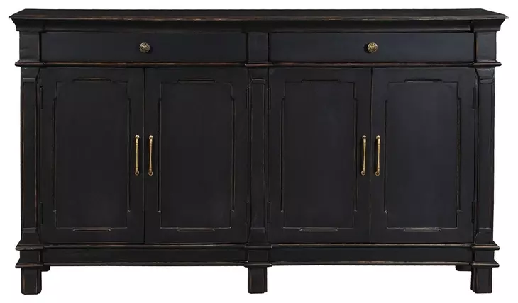 Trento Distressed Black 4 Door Sideboard