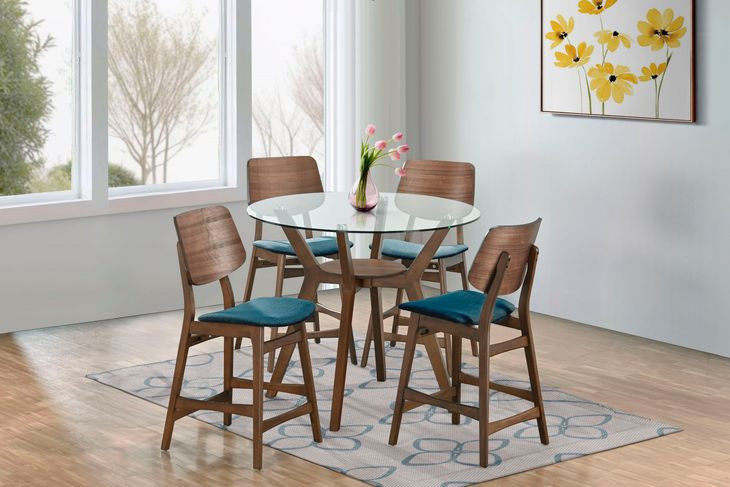 Oscar Teal Upholstered Counter Height Chair Set of 2