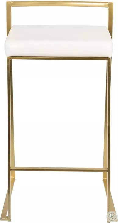 Fuji 26" Gold And White Bar Stool Set of 2