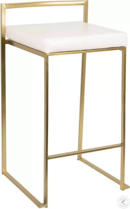 Fuji 26" Gold And White Bar Stool Set of 2