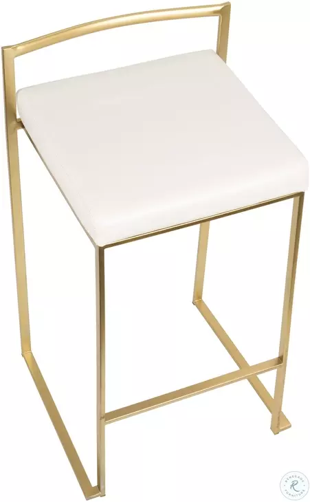 Fuji 26" Gold And White Bar Stool Set of 2