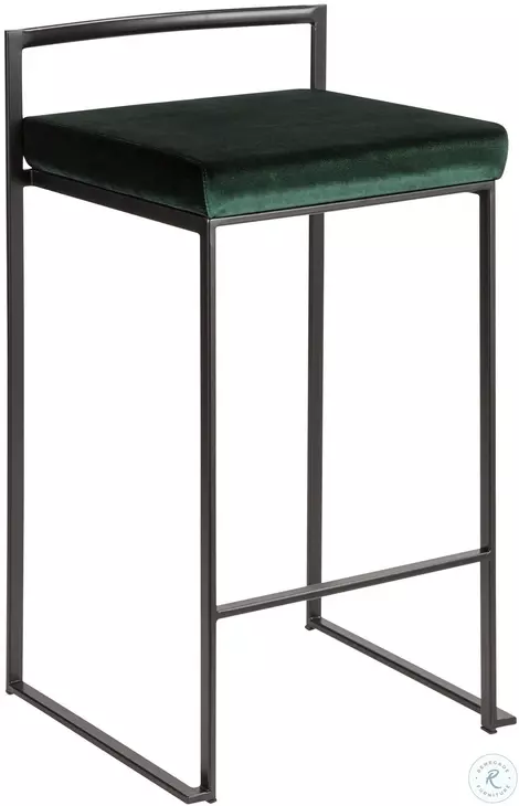Fuji Black and Green Counter Stool Set of 2