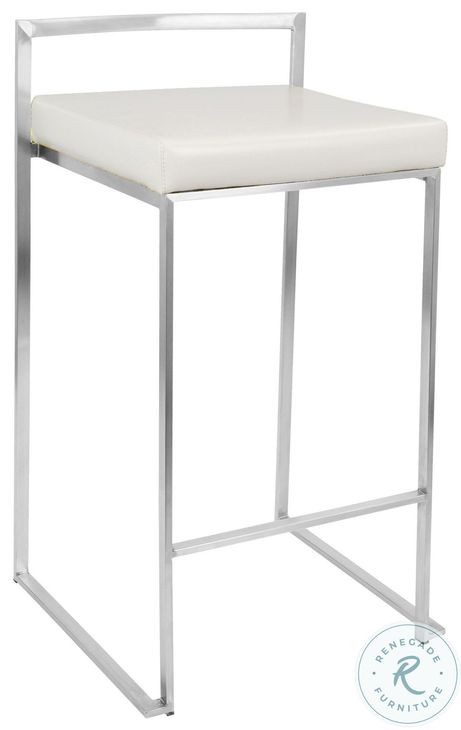 Fuji White Counter Height Stool with Steel Legs Set of 2