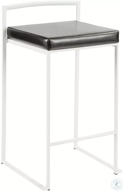 Fuji White and Black Counter Stool Set of 2