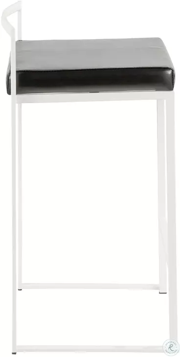 Fuji White and Black Counter Stool Set of 2