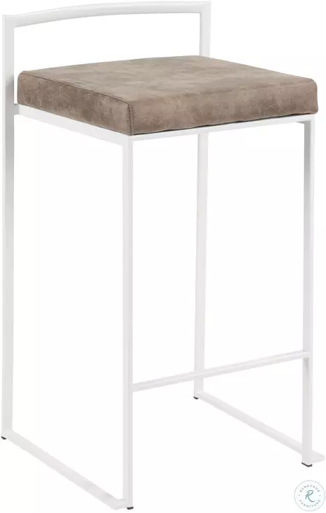Fuji White and Brown Cowboy Counter Stool Set of 2