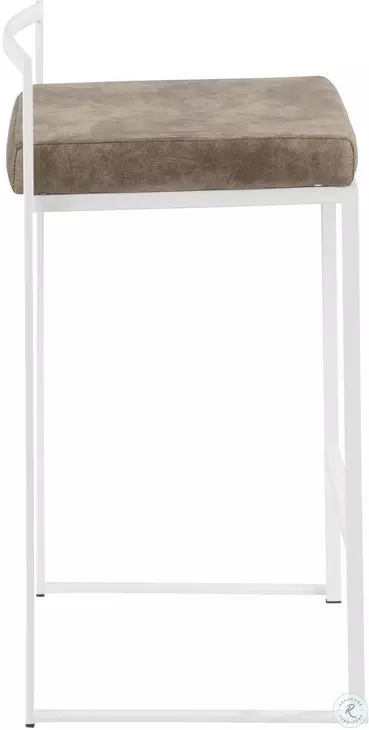 Fuji White and Brown Cowboy Counter Stool Set of 2